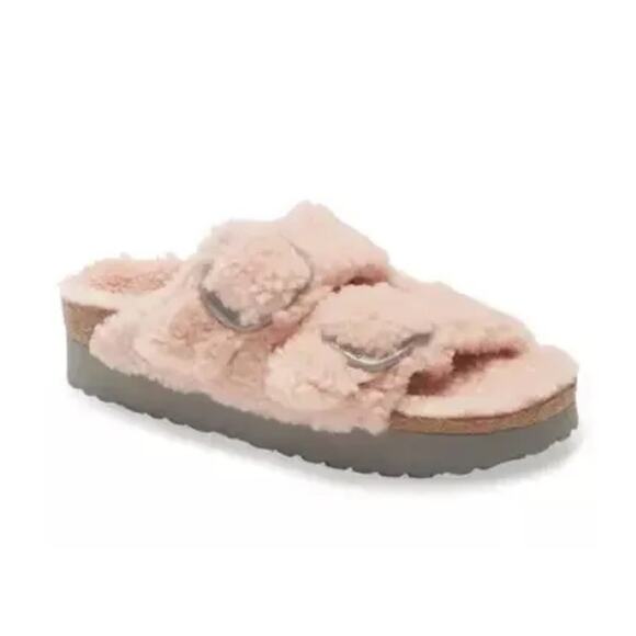 BIRKENSTOCK Papillio Teddy Crystal Rose Arizona Big Buckle Shearling 37/US 6 New - Picture 9 of 12